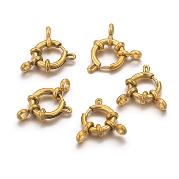 1 pezzo fai da te chiusura a molla anulare in acciaio inossidabile color oro pendenti da donna 2