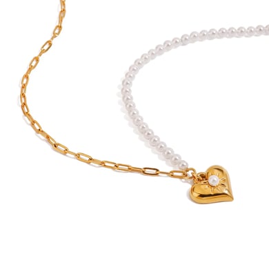 1 Piece Gold Color Stainless Steel Heart Women's Pendant Necklaces h5 Picture5
