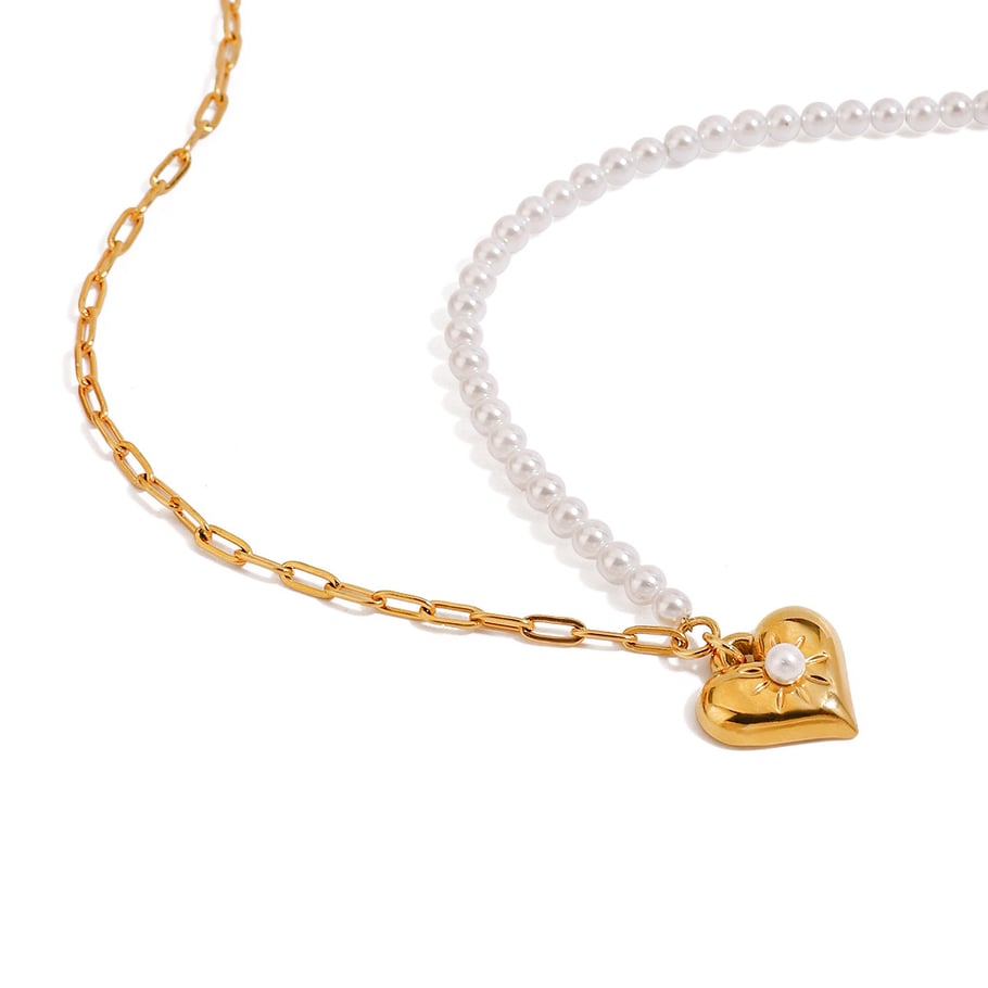 1 Piece Gold Color Stainless Steel Heart Women's Pendant Necklaces Picture5