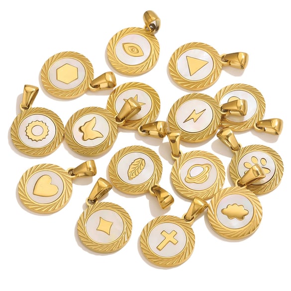 1 pezzo delicato cerchio in acciaio inossidabile color oro ciondolo a conchiglia da donna 2