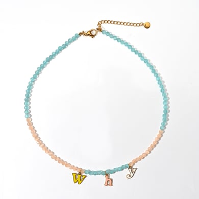 Bohemian Natural Stone Heart Stainless Steel Gold Color Women's Beaded Necklaces h5 Picture5