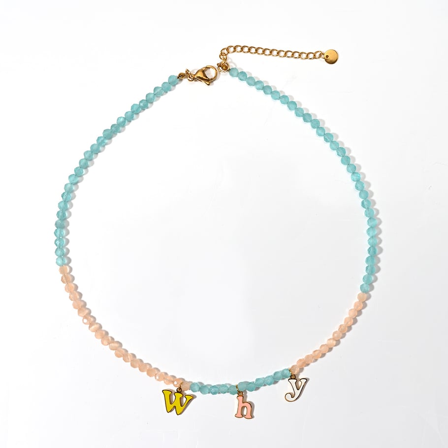 Bohemian Natural Stone Heart Stainless Steel Gold Color Women's Beaded Necklaces Picture5
