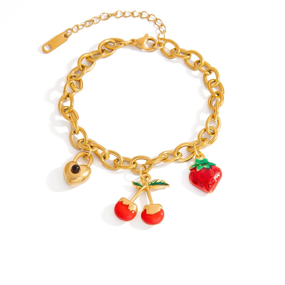 Romantic Cute Cherry Fruit Series Stainless Steel Bracelet for Women Picture6