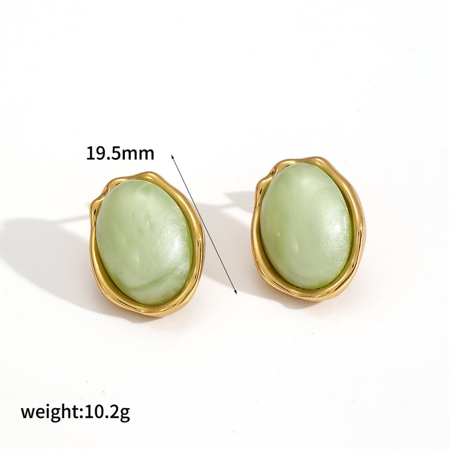 Stainless Steel Gold Color Stud Earrings 