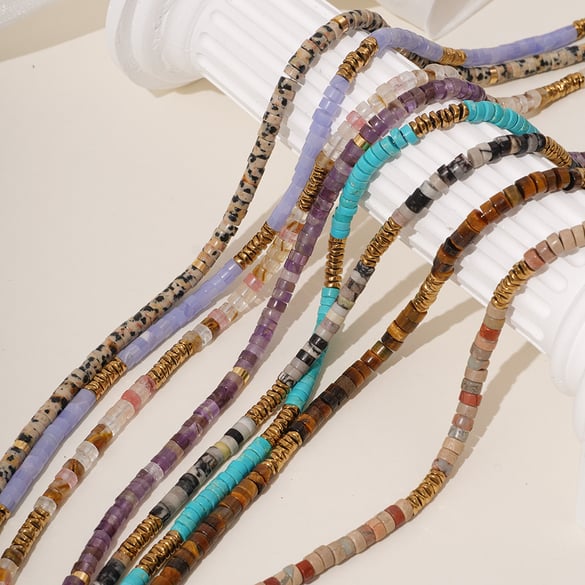 Bohemian Natural Stone Beads Women's Beaded Necklaces 2