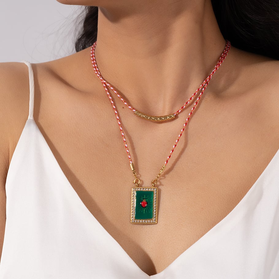 Ornate Rectangular Oil-spot Glazing Women's Pendant Necklaces Picture5