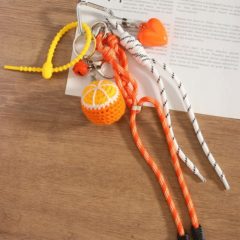 1 Piece Hand - crocheted Orange Heart Women's Bag Charms Picture5
