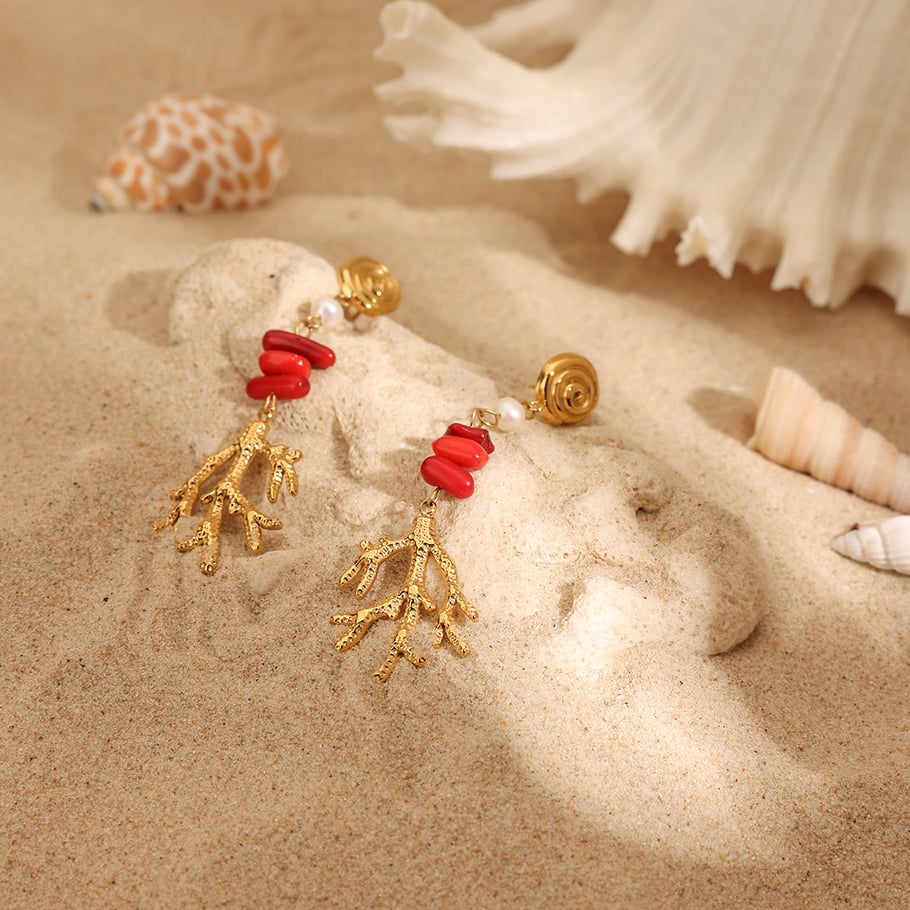 1 Pair Simple Series Vacation Turtle Stainless Steel Gold Color Pearl Women's Drop Earrings h5Picture5