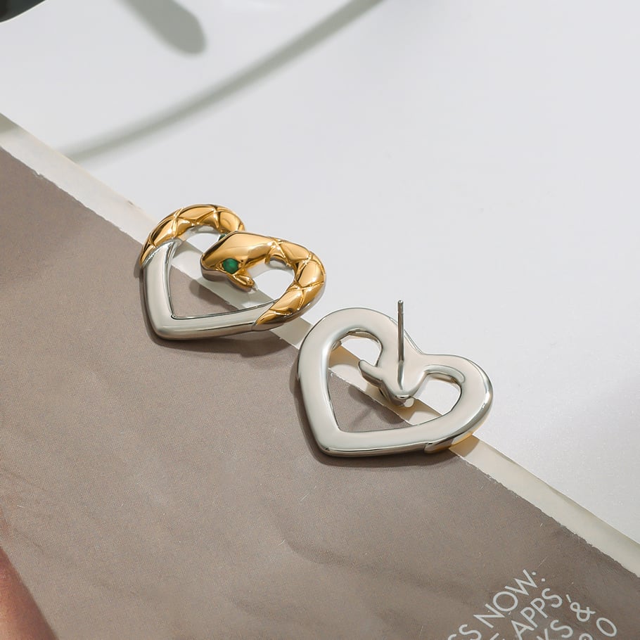 1 Pair Luxury Style Heart Shape Stainless Steel Gold Color Women's Stud Earrings Picture5