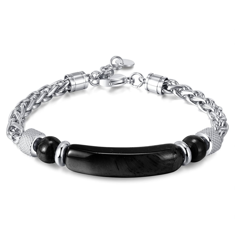 1 Piece Natural Stone Stainless Steel Men's Bracelets 