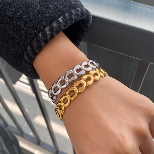 Daily Geometric Stainless Steel Gold Color Cuff Bracelets