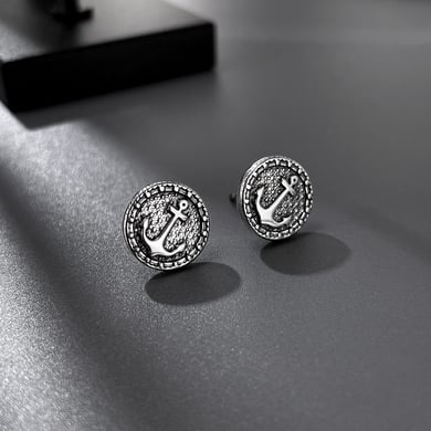 1 Pair Modern Retro Boat Anchor Stainless Steel Men's Earrings h5 Picture2