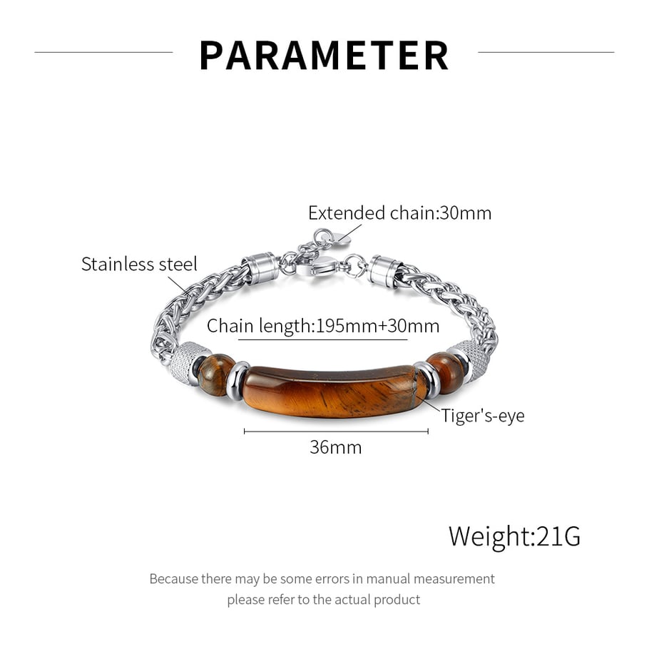 1 Piece Natural Stone Stainless Steel Men's Bracelets Picture8