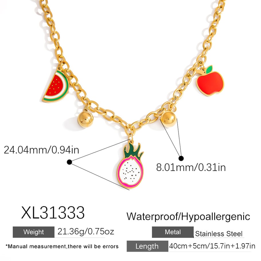 Cute Fruit Stainless Steel Gold Color Pendant Necklaces Picture2