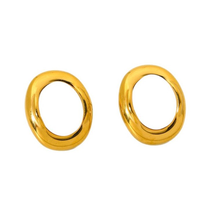 1 1 Piece Elegant Simple Round Gold Colored Stainless Steel Women‘Earrings h5Picture5