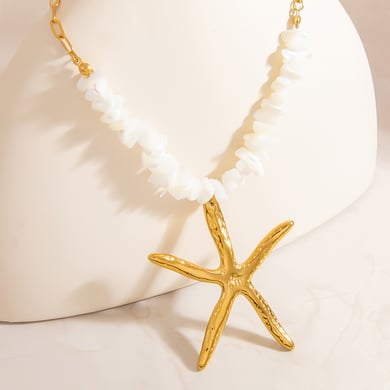 Creative Ocean Series Starfish Gold - colored Stainless Steel Necklace h5 Picture4