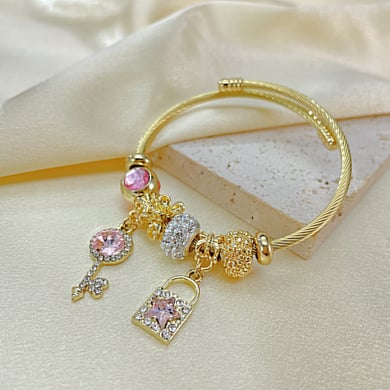 1 Stück Simple Series Niedliche Schließfach-Armreifen aus Edelstahl für Damen h5 Bild4