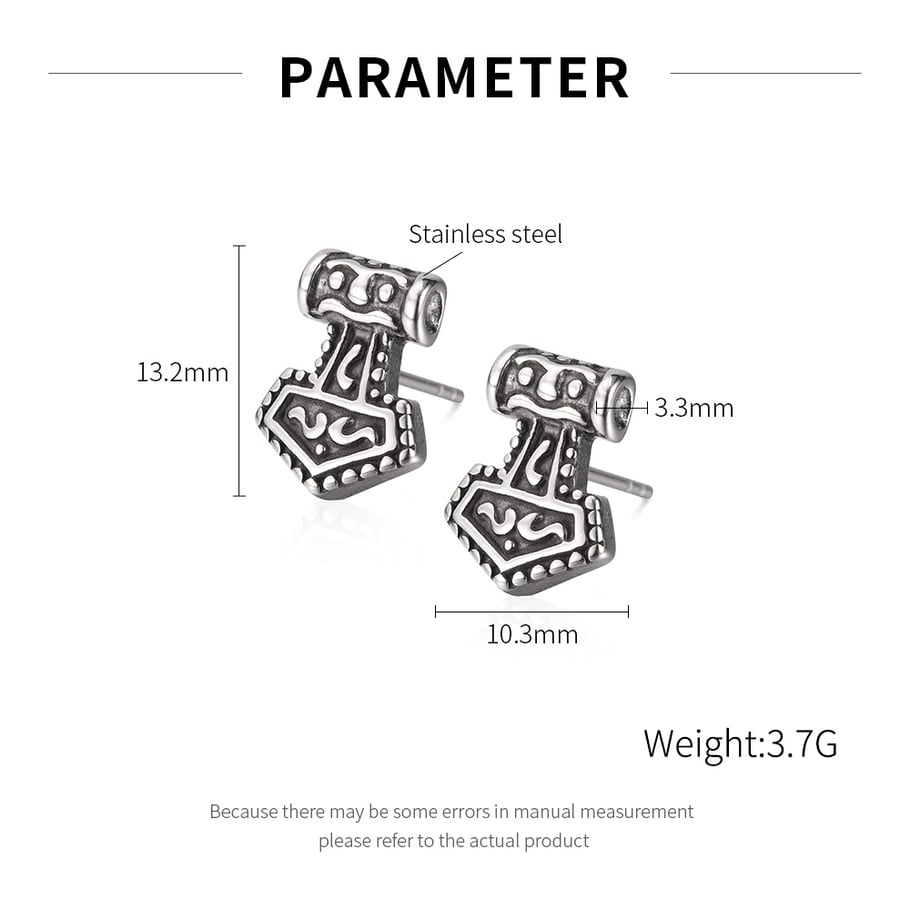 1 Pair Retro Geometric Stainless Steel Men's Earrings Picture6