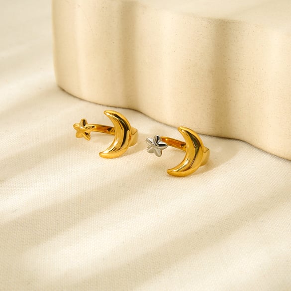 1 stuk Simplicity Collection Star Gold roestvrijstalen damesring 2