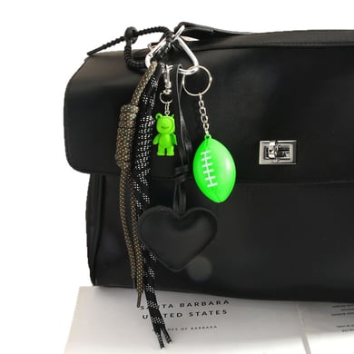 1 Piece Premium Feeling Solid Color Black PU Love Heart Women's Bag Pendant h5 Picture6