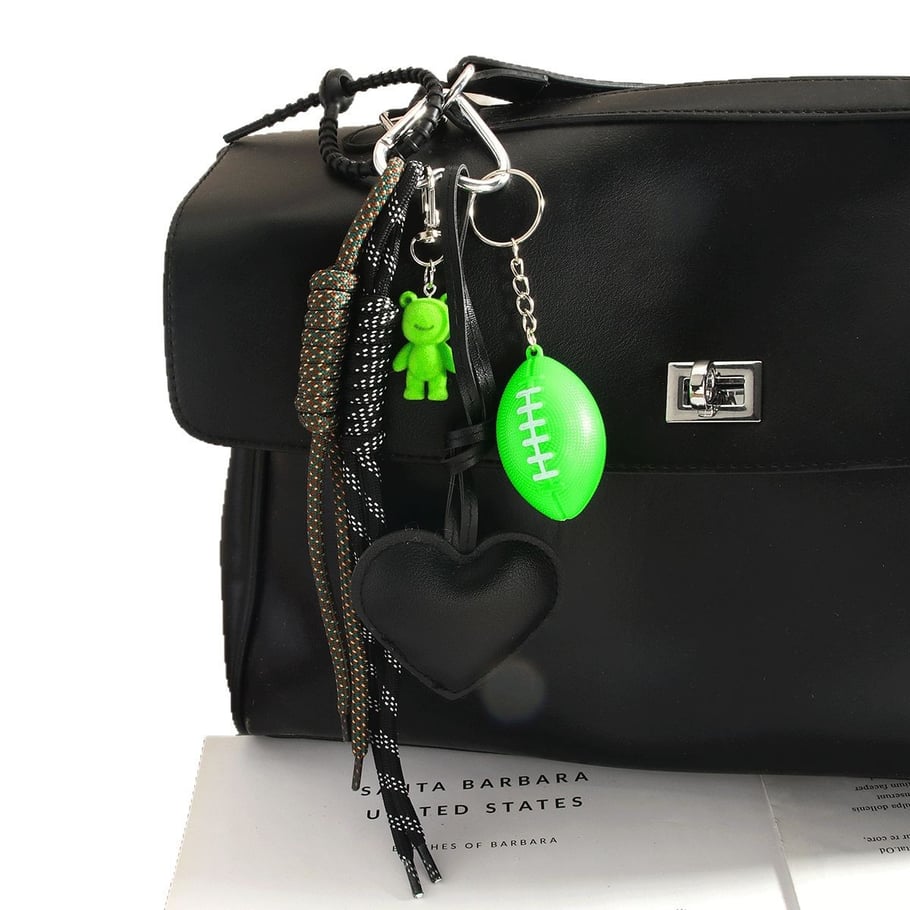 1 Piece Premium Feeling Solid Color Black PU Love Heart Women's Bag Pendant Picture6