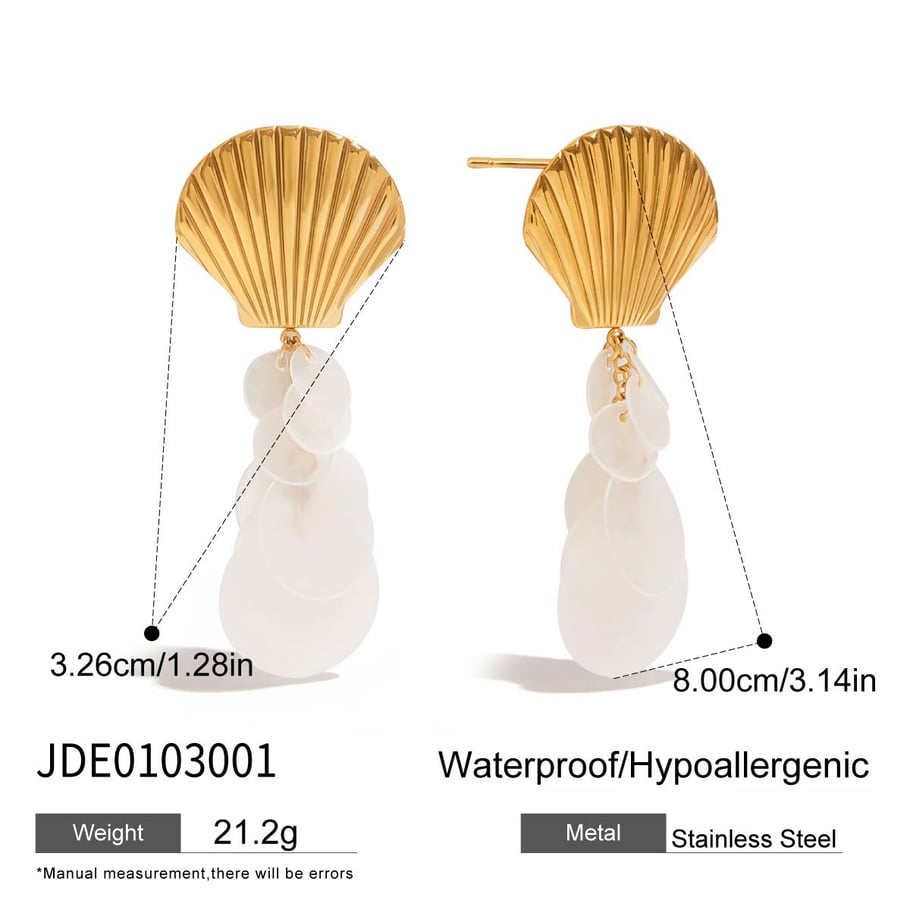 Elegant Shell Stainless Steel Gold Color Dangle Earrings Picture2
