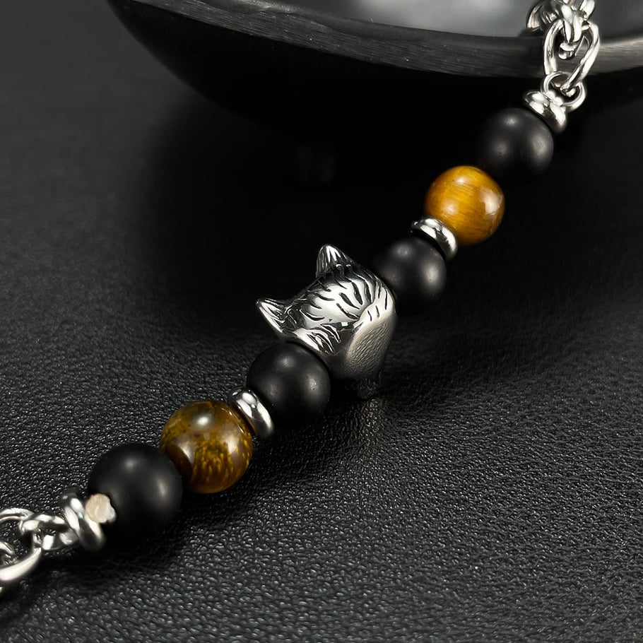 1 Piece Rugged Wolf Head Stainless Steel Men's Bracelets Picture5