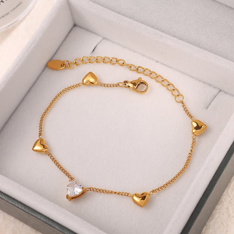 Collier chaîne en acier inoxydable couleur or avec cœur, 1 pièce Image3