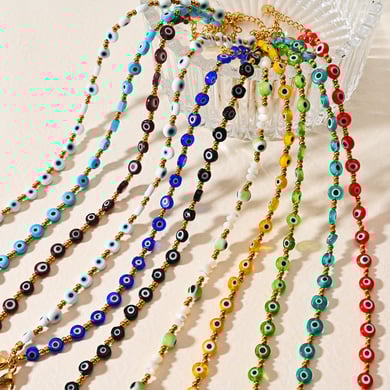 Classic Series Eye Resin Gold Color Women's Beaded Necklaces h5 Picture4