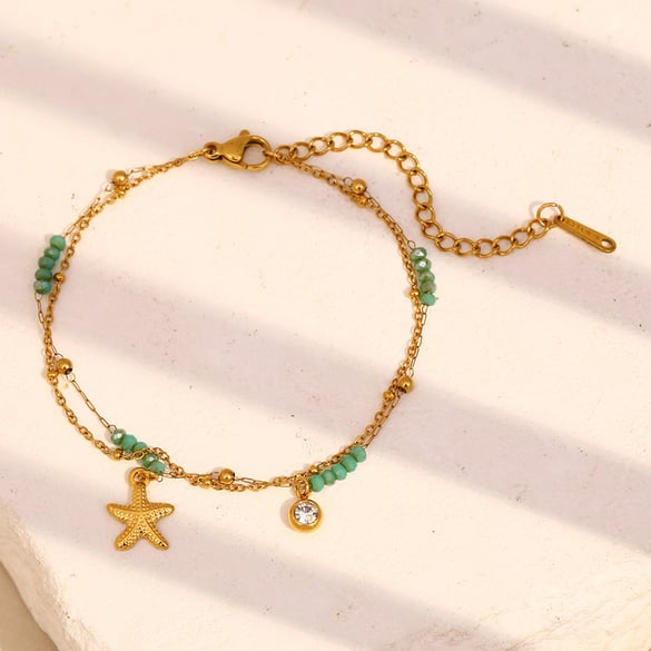 1 stuk Simple Series Vacation Turtle roestvrij staal goudkleurige dames bedelarmbanden