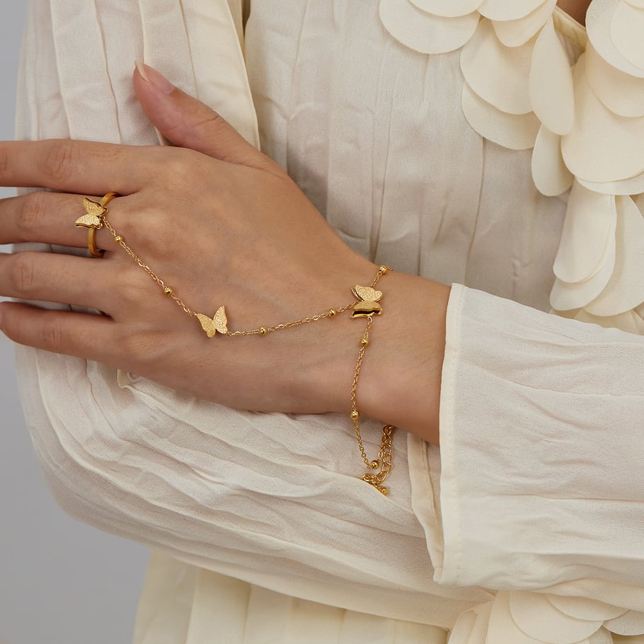 1 pezzo semplice serie quotidiana animale in acciaio inossidabile color oro braccialetti con ciondolo da donna Immagine5