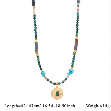Bohemian Geometric Malachite Women's Beaded Necklaces h5 Picture2
