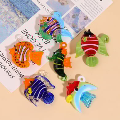 Oceanic Tropical Fish Glass DIY Women's Pendants h5 Picture2