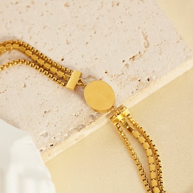 pulsera de cadena de acero inoxidable para mujer, de 1 pieza, con diseño geométrico diario,  h5 Imagen6