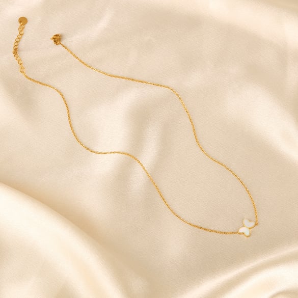 1 Piece Simple Series Daily Butterfly Shell Stainless Steel Gold Color Women's Pendant Necklaces 2