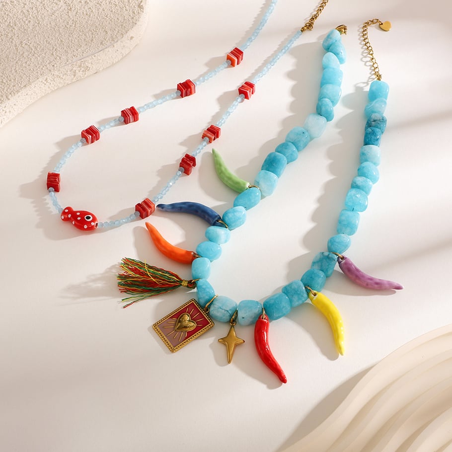 Stylish Colorful Beads Natural Stones Women's Beaded Necklaces Picture3