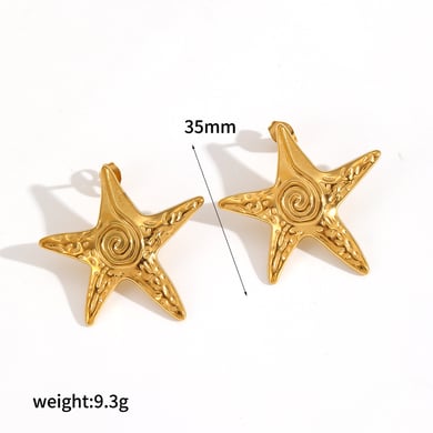 1 Pair Marine Design Gold Color Women's Stud Earrings h5 