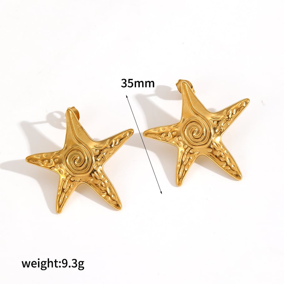 1 Pair Marine Design Gold Color Women's Stud Earrings 