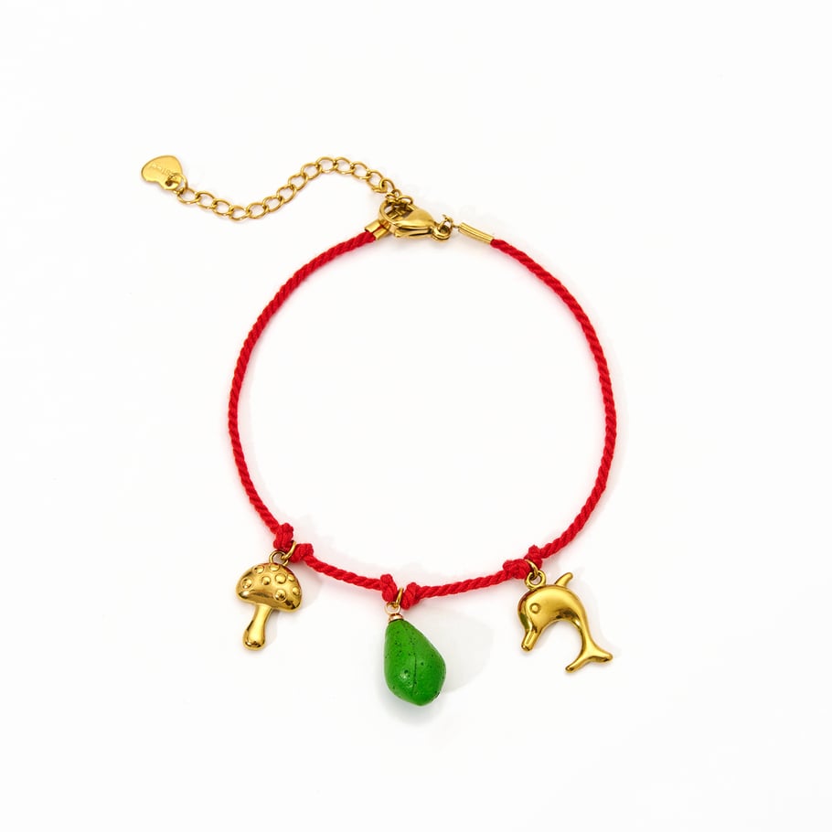 Contrast Color Fruits Cotton Rope Stainless Steel Women's Charm Bracelets 