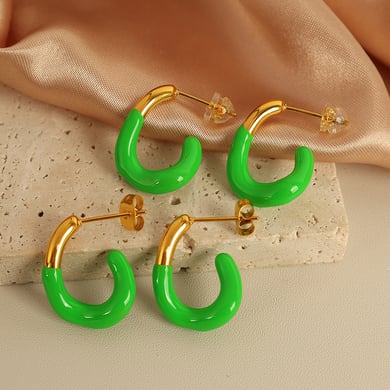 Colorful Stainless Steel Hoop Earrings h5 Picture3