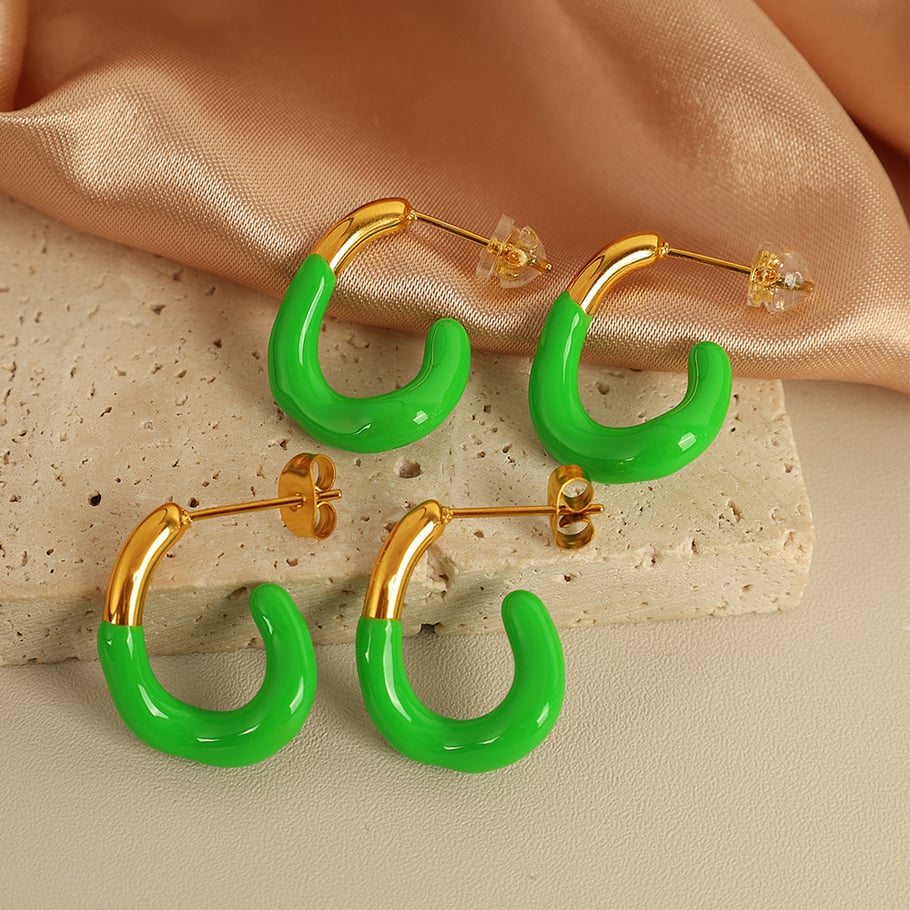 Colorful Stainless Steel Hoop Earrings Picture3