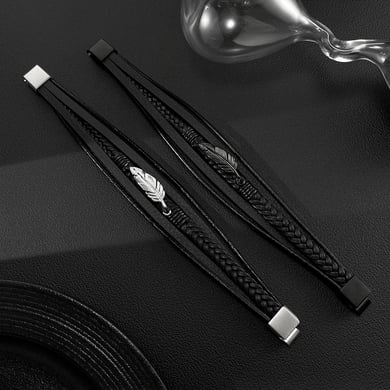 1 Piece Understated Feather Stainless Steel Men's Bracelets h5 Picture4