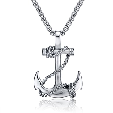 1 Piece Punk Boat Anchor Stainless Steel Men's Necklaces h5 