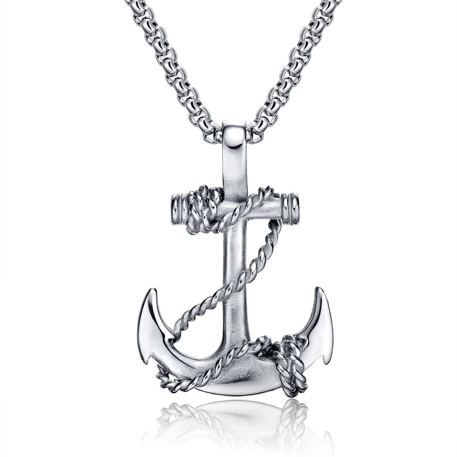 1 Piece Punk Boat Anchor Stainless Steel Men's Necklaces 