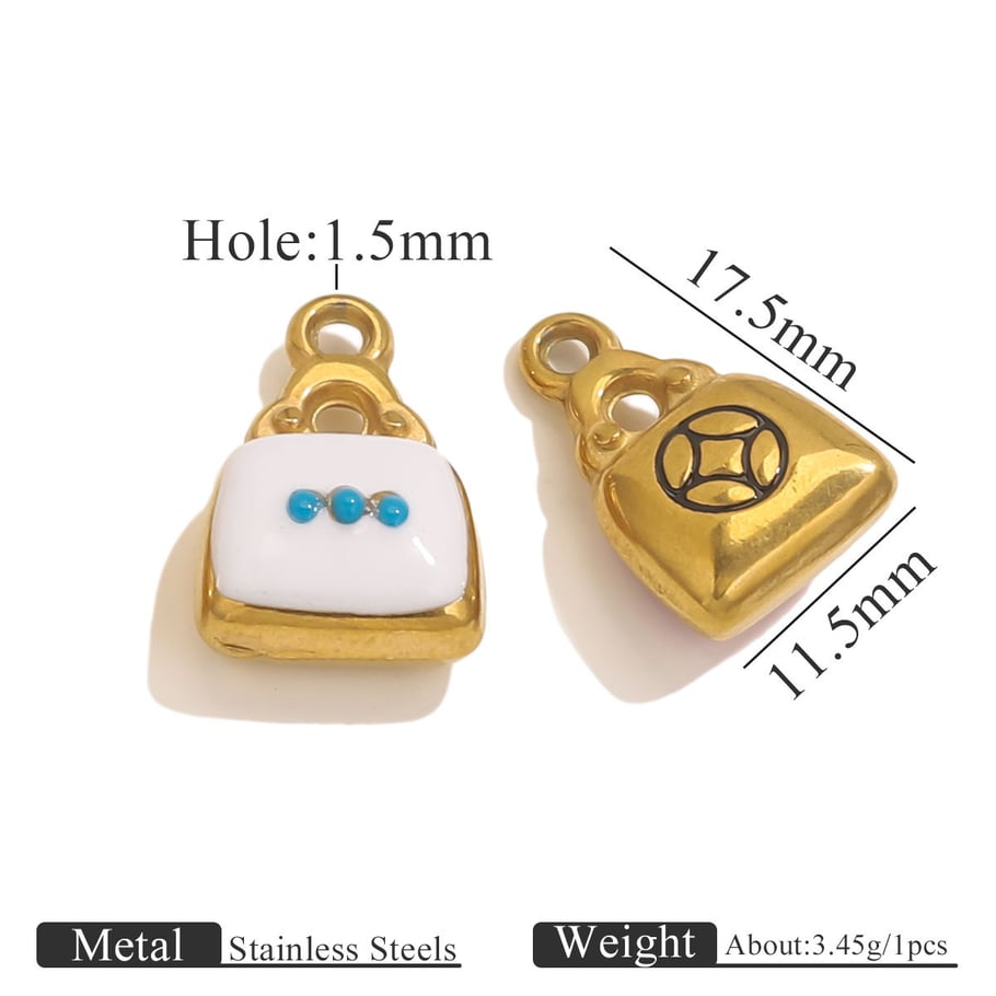 1 Piece Classic Bag Droplet Technique Stainless Steel Gold Color Women's Pendants Picture5