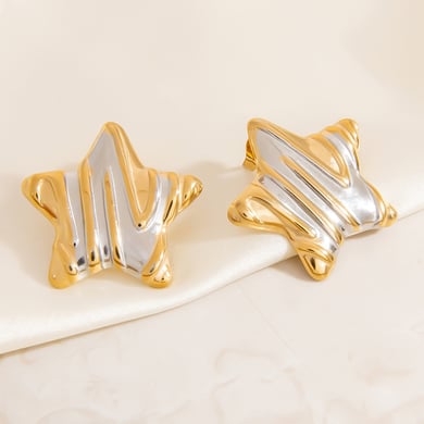 Retro Star Titanium Steel Gold Color Women's Stud Earrings h5 Picture8