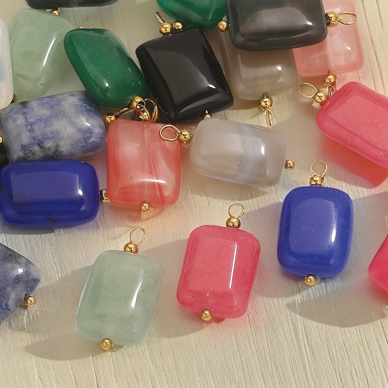 1 Piece Polychrome Rectangular Stainless Steel Natural Stone Women's Pendants Picture9