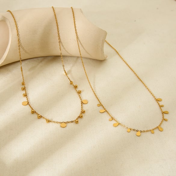 Collane da donna in acciaio inossidabile color oro a forma di goccia della serie Simple