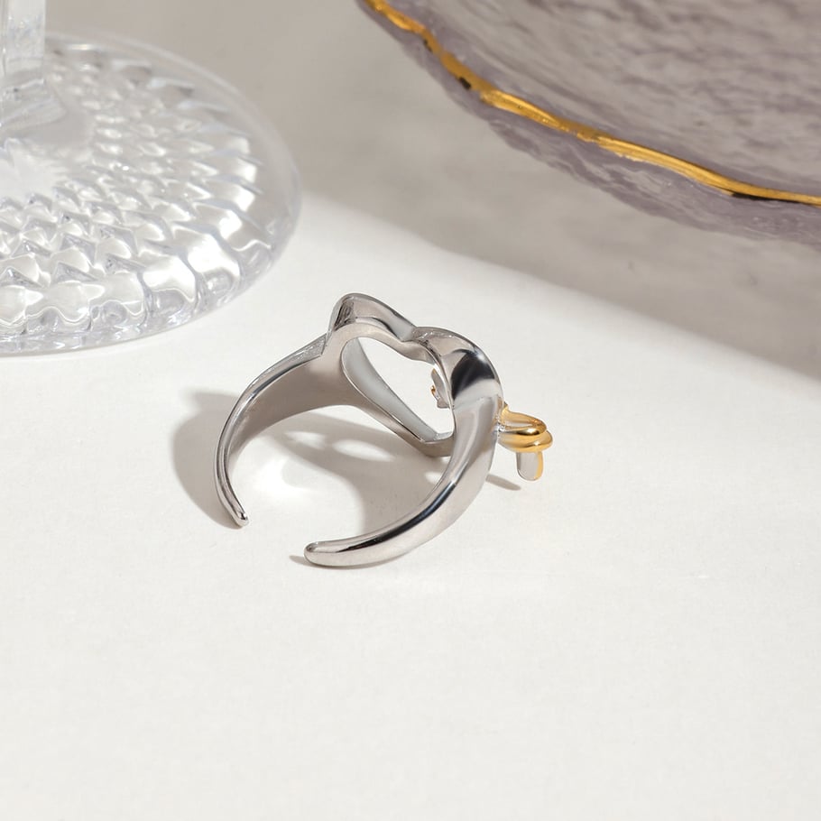 Ins Style Herz Edelstahl Gold Farbe Statement Ringe Bild2
