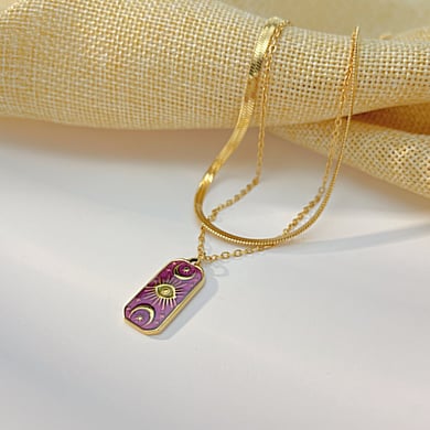 Collar con colgante de acero inoxidable para mujer, diseño geométrico retro, serie simple, 1 pieza h5 Imagen3
